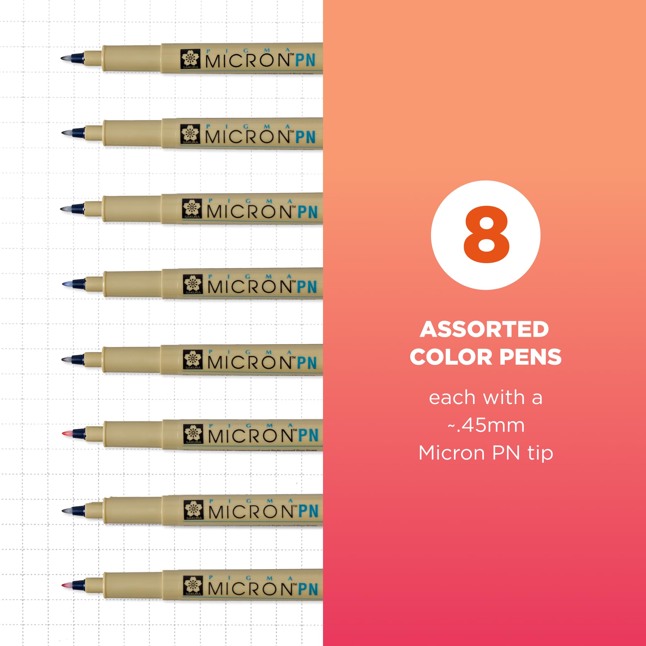 SAKURA Canetas Pigma Micron - Pacote com 8 Canetas de Ponta de